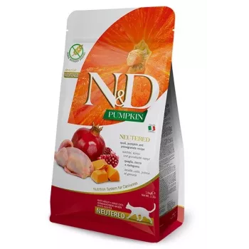 Sausas kačių ėdalas Farmina N&D Pumpkin Adult 5 kg — Putpelių mėsa, 46% baltymų, 11% riebalų