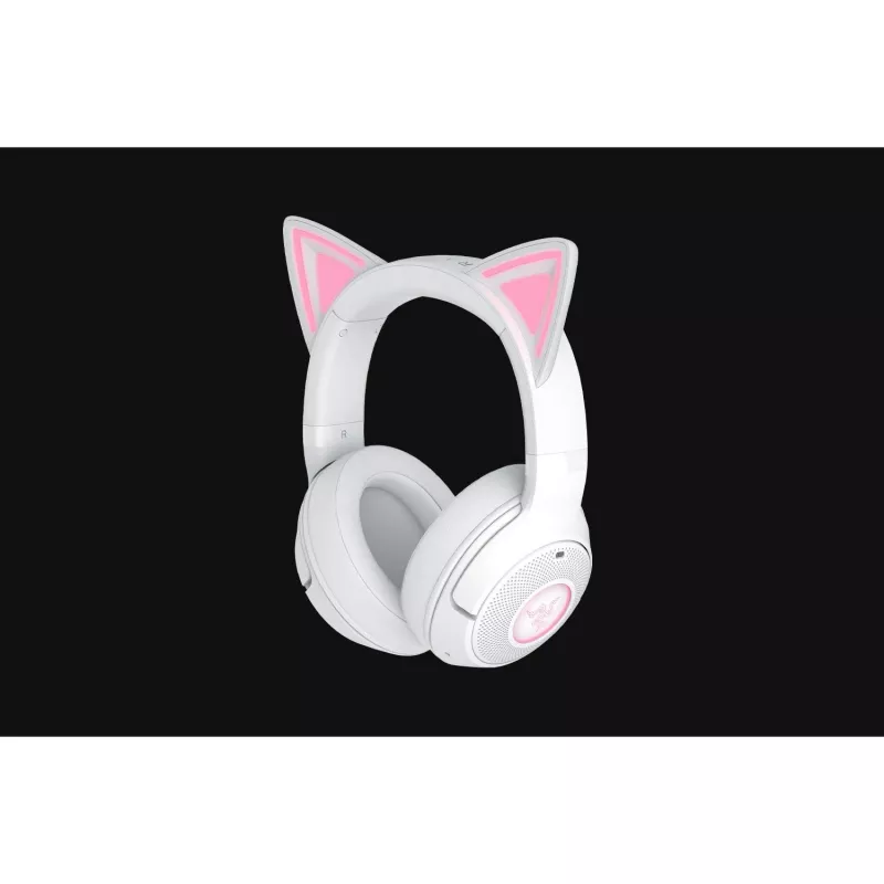 Belaidės žaidimų ausinės Razer Kraken Kitty V2 BT White su Bluetooth, THX Spatial Audio, RGB apšvietimu