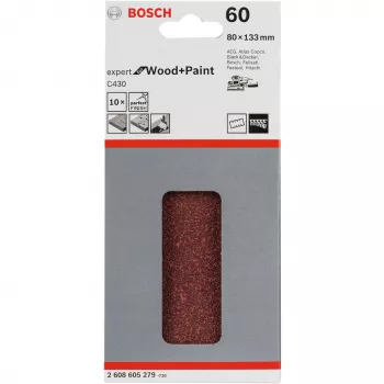 Šlifavimo lapas Bosch C430 Expert medžiui ir dažams, stambus grūdėtumas P60, 80x133 mm