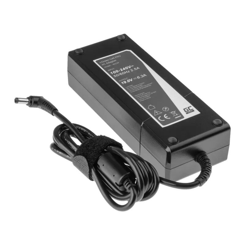Maitinimo adapteris / inverteris Green Cell AD22P 120 W 19 V 6,3 A, skirtas ASUS nešiojamiesiems kompiuteriams, vidaus naudojimui, juoda