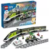 LEGO City 60337 Express keleivinis traukinys su nuotolinio valdymo pultu, žaislas vaikams, berniukams ir mergaitėms, su veikiančiais priekiniais žibintais, 2 vagonais ir 24 bėgių dalimis