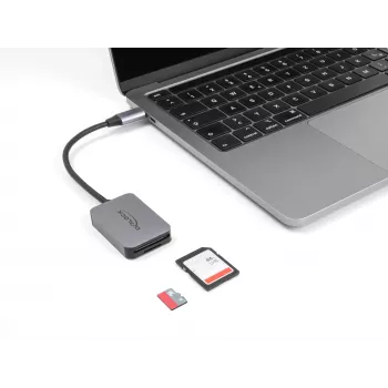 DeLOCK USB Type-C SD/Micro SD kortelių skaitytuvas, aliuminis, 5000 Mbit/s