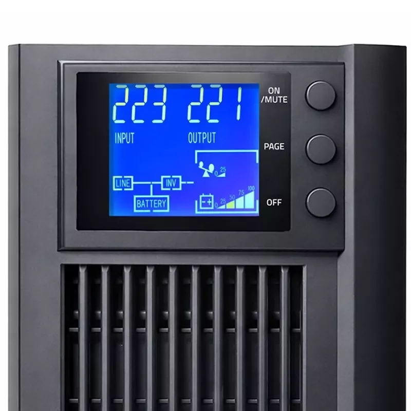 UPS QOLTEC Grynoji sinusinė banga 1kVA 800W su AVR ir LCD ekranu