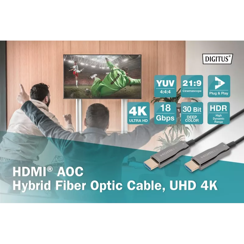HDMI AOC hibridinis optinis laidas Digitus AK-330125-200-S, 20 m
