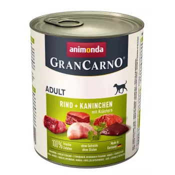 Šlapias šunų maistas animonda GranCarno Jautiena + Triušis su Žolelėmis 800 g, suaugusiems, skardinė