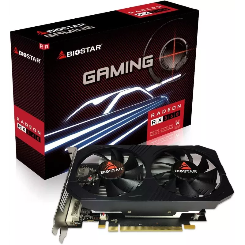 Vaizdo plokštė BIOSTAR Radeon RX 560 4 GB GDDR5, 128 bitų, PCIe 3.0, 1275/1175 MHz, HDMI+DP+DVI