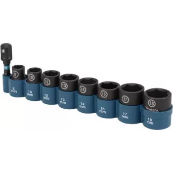 Makita E-16639 – smūginių antgalių rinkinys 3/8 colio, 8 vnt., su 1/4 colio adapteriu