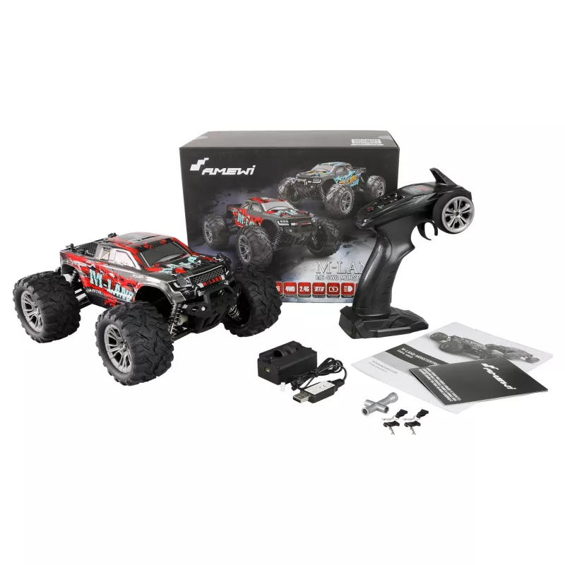 Amewi M-Land Monstertruck 48km/h 4WD 1:16 RTR Raudonas (22622)