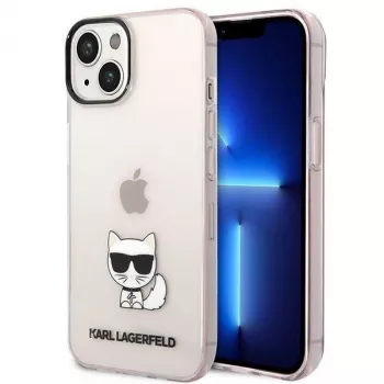 Karl Lagerfeld KLHCP14MCTRI kietas dėklas iPhone 14 Plus / 15 Plus 6.7 rožinis / rožinis permatomas Choupette Body