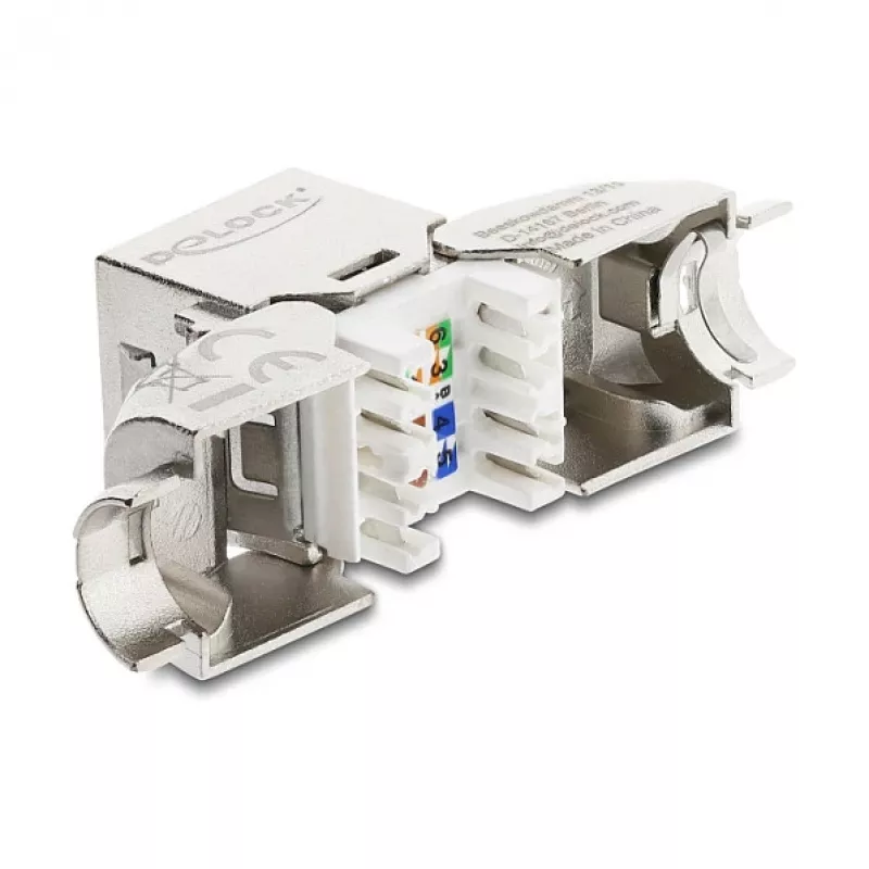 DeLOCK Keystone modulis RJ45 lizdas į LSA Cat.6A metalinis fiksatorius beįrankis 90° kampu ekranuotas