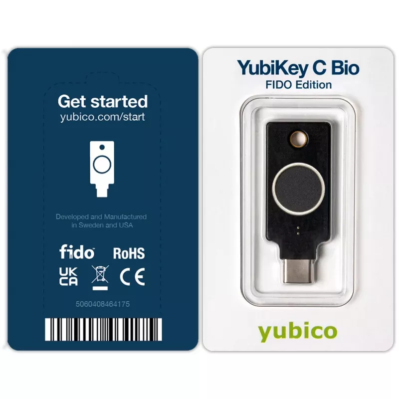 YubiKey C Bio FIDO Edition Yubico Juoda – belaidžio autentifikavimo raktas