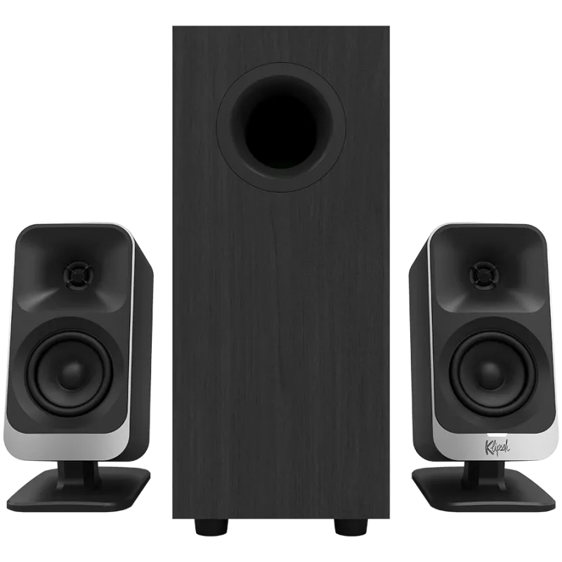 Kolonėlės KLIPSCH ProMedia Lumina Black – stalinė daugialypės terpės garsiakalbių sistema