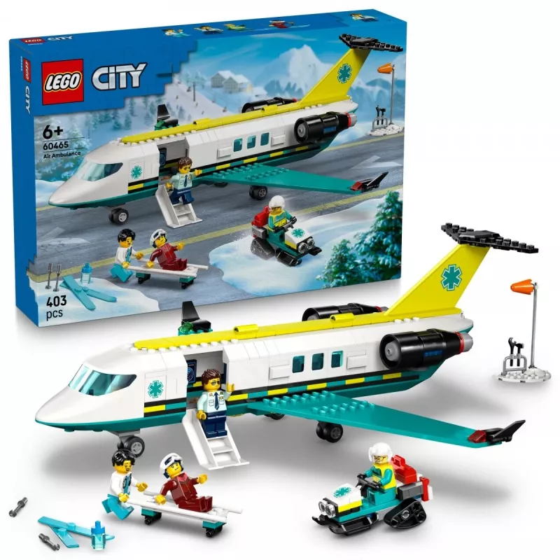 LEGO City Gelbėjimo lėktuvas 60465 – mažas gelbėjimo orlaivio statybos rinkinys, 403 detalės, 4 minifigūrėlės, nuo 6 metų