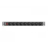 Maitinimo skirstytuvas LANBERG PDU-09E-0300-BK — 9x E tipo lizdai, 16 A, 220–250 V, 3 m laidas, 1U stovas, 19 colių