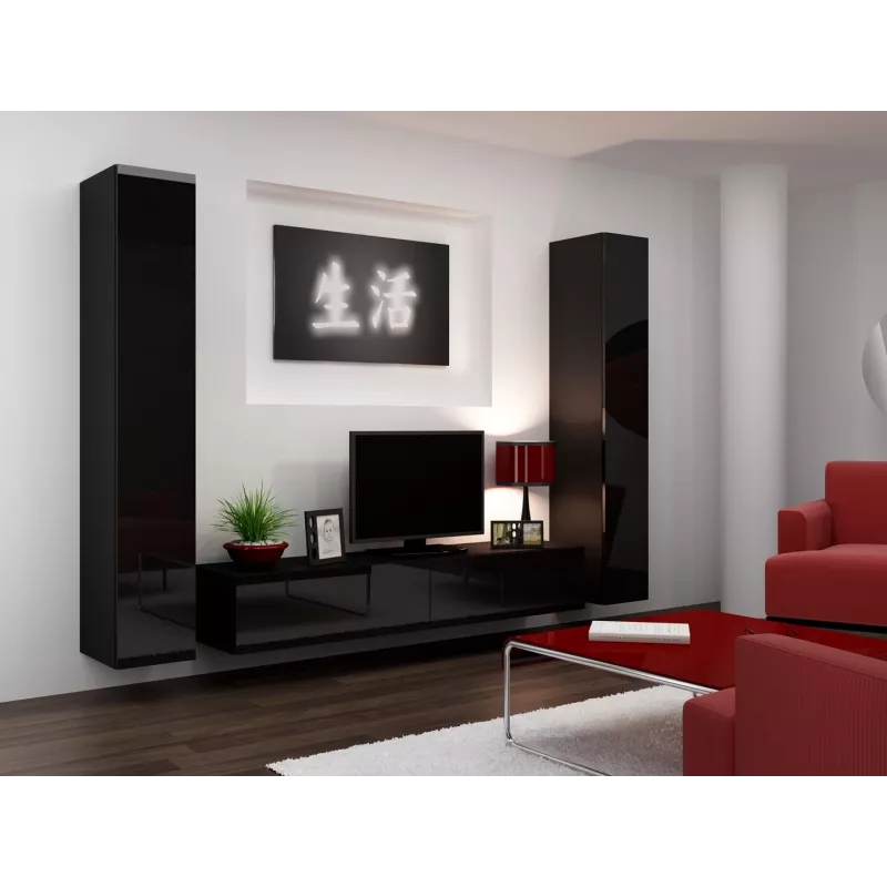 Cama uždara Spintelė VIGO '180' 180/40/30 juodas/juodas blizgus