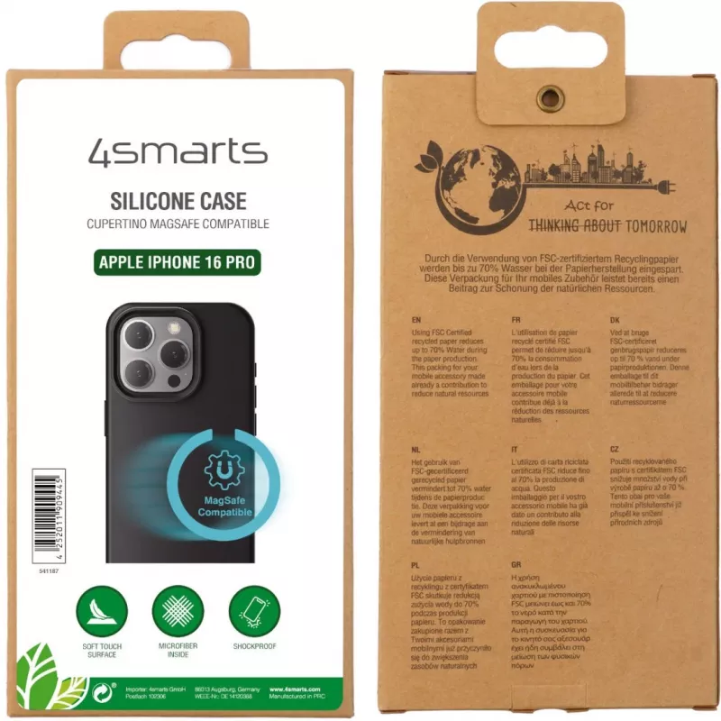 4smarts 541187 Cupertino silikoninis telefono dėklas Apple iPhone 16 Pro