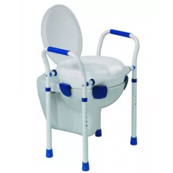 Medicinis tualeto sėdynės dangtelis Aston Clipper VII 500431 – reguliuojamas, polipropilenas, aliuminio/plieno rėmas, vidinis išmatavimas 25×21 cm