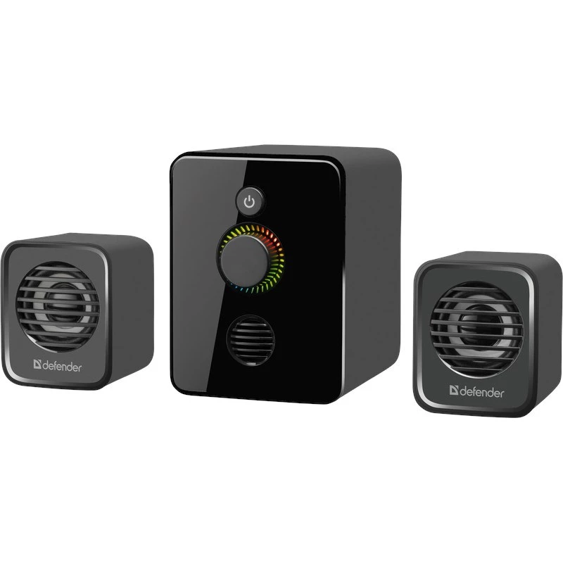 2.1 kompiuterinės garsiakalbių sistemos DEFENDER V12 11W RMS USB, 3,5 mm, žemų dažnių garsiakalbis, juoda, 223×115×130 mm