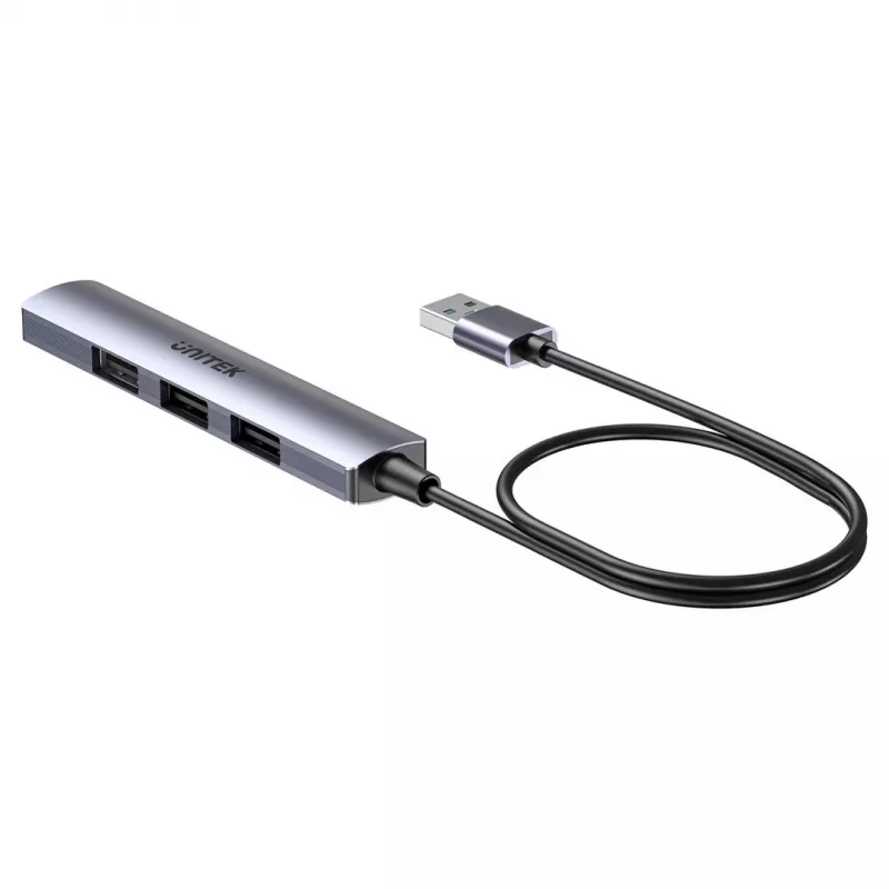 USB šakotuvas Unitek H1208CGY01 — 4 prievadų USB 3.0 (5 Gbps), aliuminis