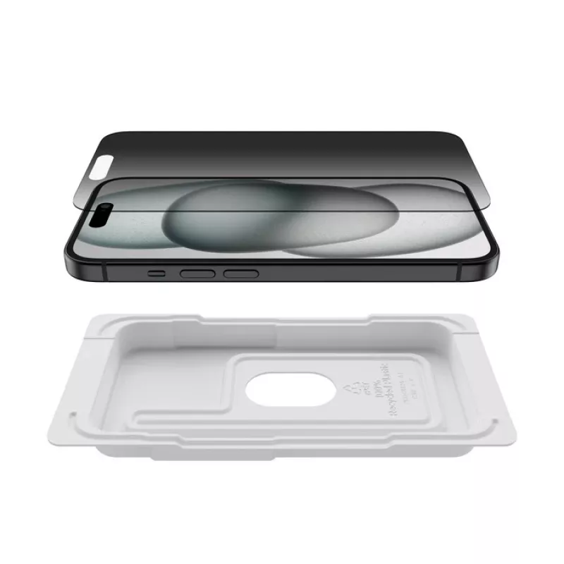 Apsauginis stiklas Belkin ScreenForce iPhone 16 – privatumo filtruotas grūdintas stiklas