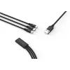 USB 3-in-1 įkrovimo ir duomenų kabelis Devia Kintone Series — Lightning, Micro-USB, USB-C, 1,2 m, juodas