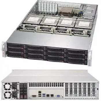 Super Micro Supermicro SC829 HE1C4-R1K02LPB - stovo korpusas - montuojamas į stovą - 2U - patobulintas išplėstinis ATX - SATA/SAS - karštai keičiamas 1000 W - juodas (CSE-829HE1C4-R1K02LPB)