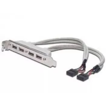 USB 2.0 lizdo laikiklio kabelis 2xIDC (5 kontaktų) / 4xUSB A (vyriškas/moteriškas) pilkas 0,25 m