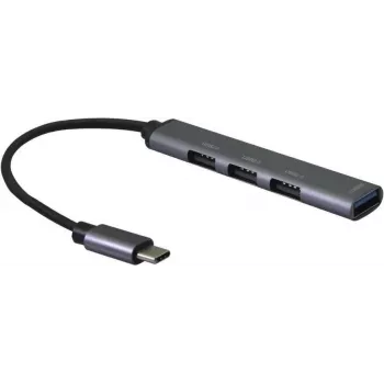 USB centras Helos 344447 Type-C 5000 Mbit/s pilkas