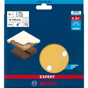 Šlifavimo diskų rinkinys Bosch Expert C470 Ø150 mm K60 K120 K240, 6 vnt.