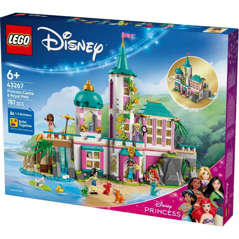 LEGO Disney Princess Pilies ir karališkų augintinių statybų rinkinys 43267 — 787 dalys, 5 minifigūrėlės, nuo 6 metų, 320×460×100 mm