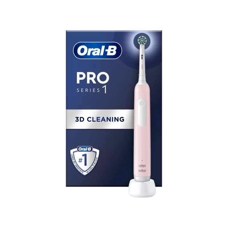 Oral-B elektrinis dantų šepetėlis Pro Series 1 Cross Action, rožinis, suaugusiems, įkraunamas, 1 šepetėlio galvutė, 3 režimai