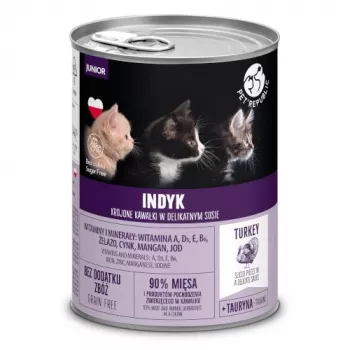 Šlapias kačių ėdalas PetRepublic Junior Turkey 400 g – kačiukams