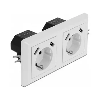 Sieninis kištukinis lizdas DeLOCK 2 jungtys su 4 USB prievadais 2 x 2,8 A