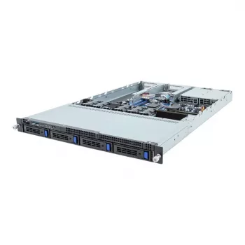 1U stovo serverio platforma GIGABYTE R133-C13-ACG1 – AMD B650E pagrindinė plokštė, lizdas AM5, 4x DDR5 UDIMM lizdai, 800 W perteklinis maitinimo šaltinis, 4x 2,5 colio/3,5 colio diskų vietos
