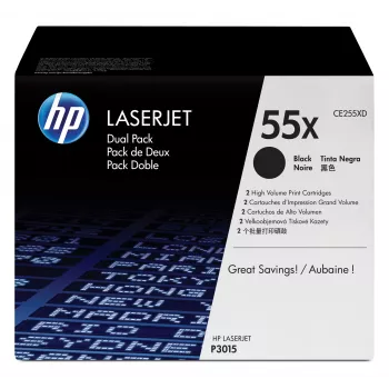 HP 55X 2 vnt. didelės talpos juodi originalūs lazeriniai kasečiai LaserJet
