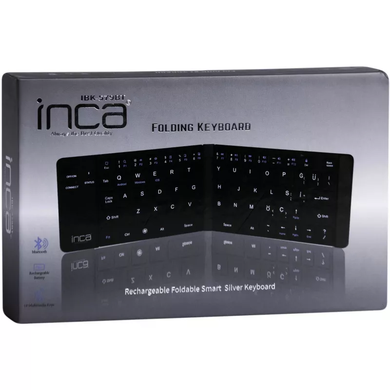 Belaidė klaviatūra Inca IBK-579BT Bluetooth 66 klavišų metalo sidabro spalvos