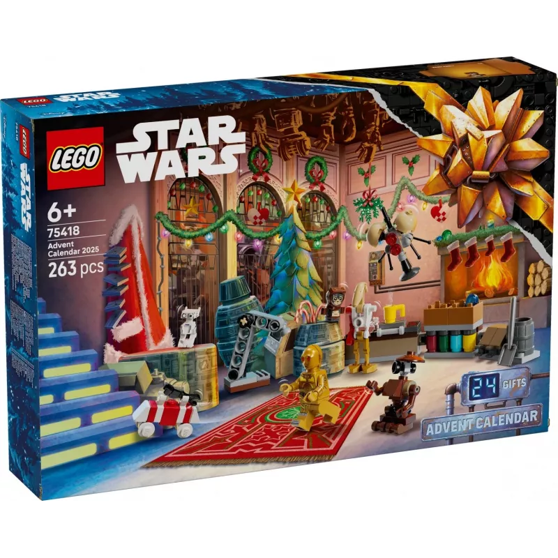 Statybinis žaislas LEGO Star Wars Advent Calendar 2025 – rinkinys 75418, sezoninės pastatomos minifigūrėlės ir modeliai