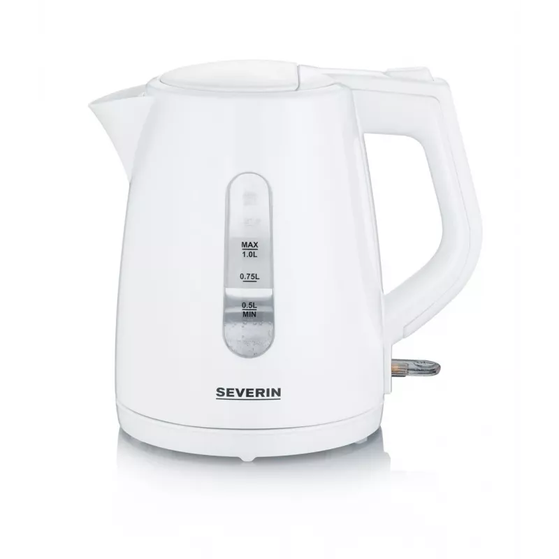 Elektrinis virdulys SEVERIN 1 L 2200 W baltas – belaidis, su 360° pagrindu, paslėptas kaitinimo elementas