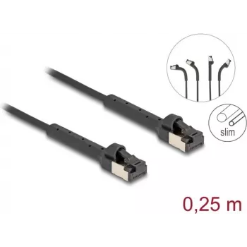 DeLOCK RJ45 plonas Cat.6A U/FTP tinklo kabelis 0,25 m juodas