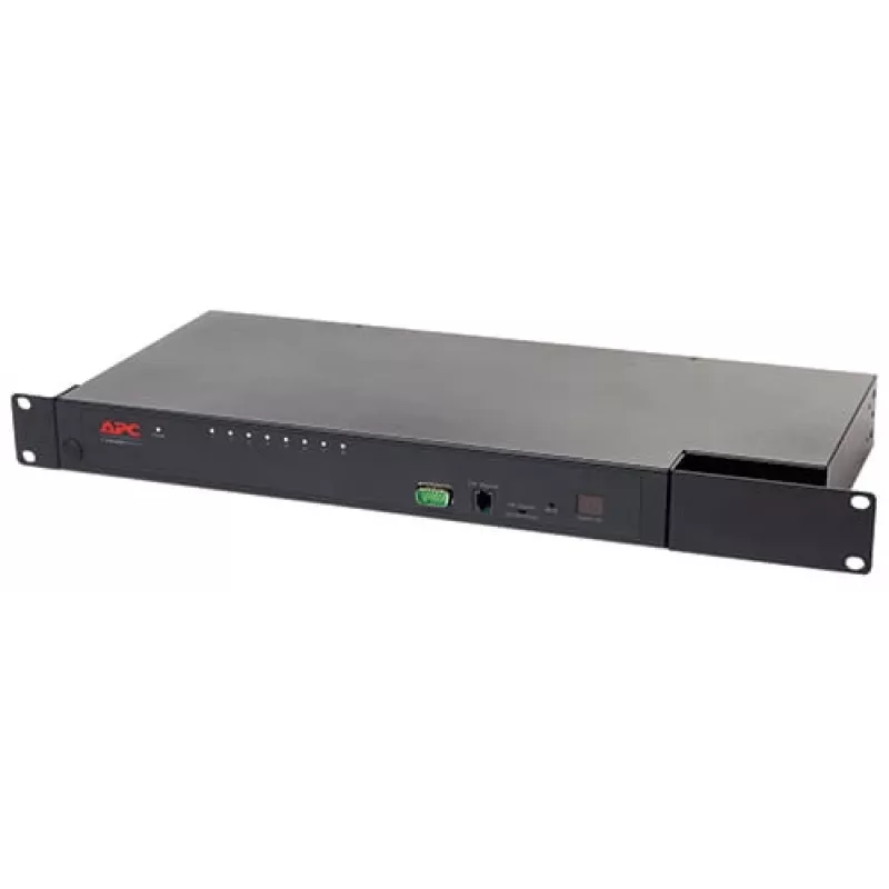 KVM jungiklis APC KVM0108A, 8 prievadų PS/2 VGA, 1U stovas, 1600x1200, juodas
