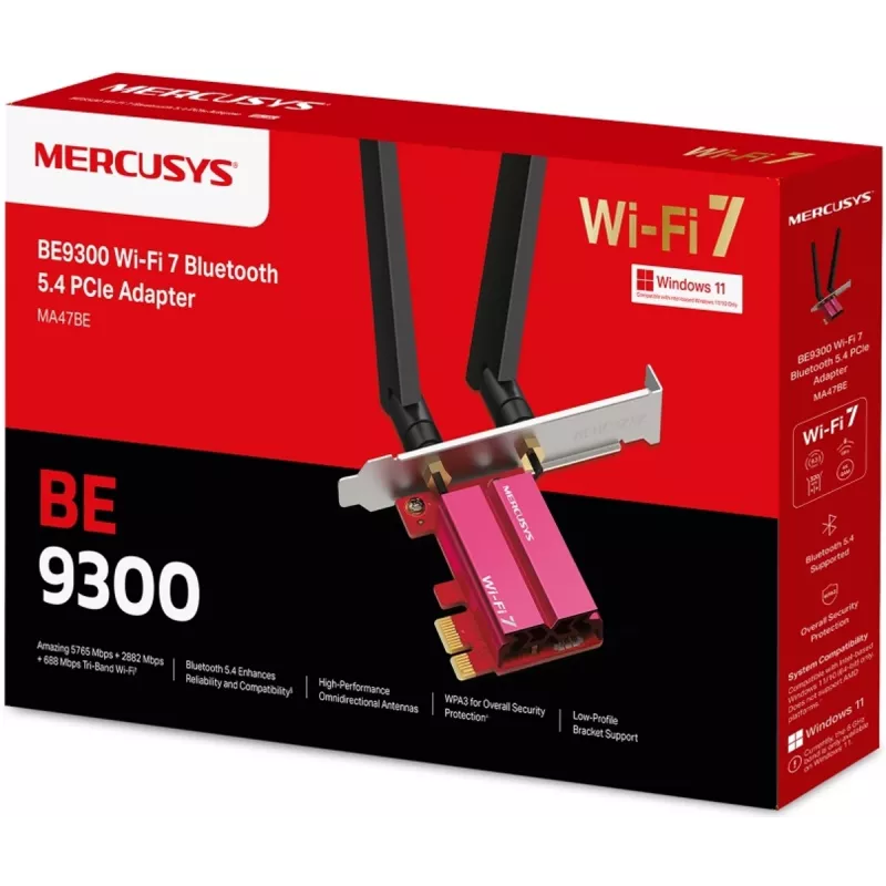 PCIe triju juostų WiFi 7 adapteris MERCUSYS MA47BE