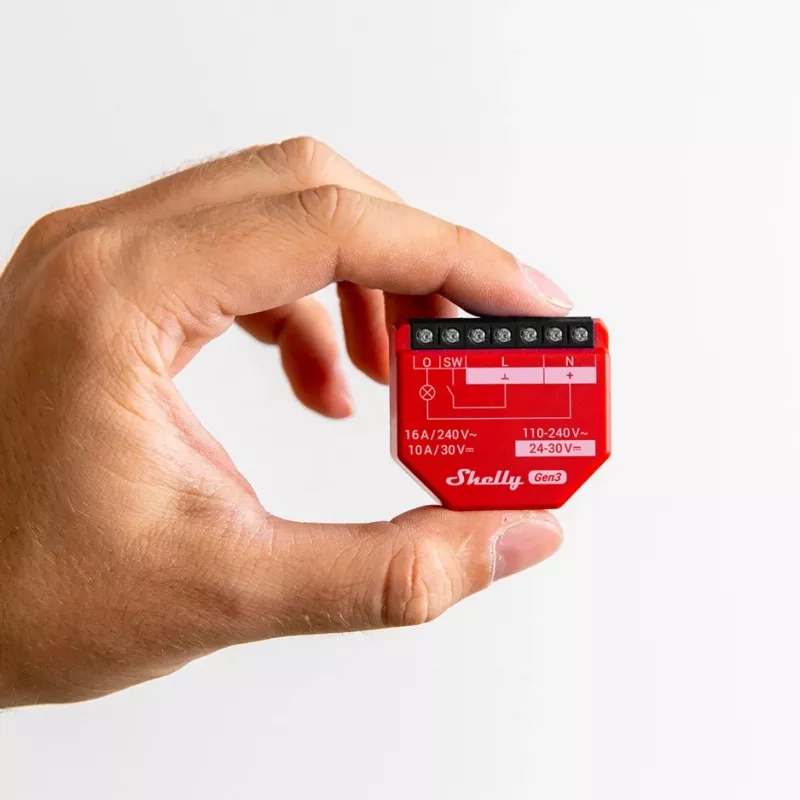 Shelly 1PM Gen3 išmanusis valdiklis su Bluetooth ir Wi-Fi