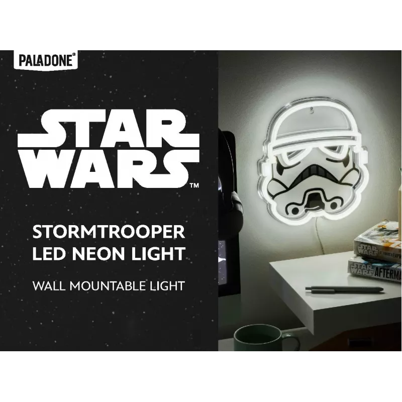 LED neoninė sieninė lempa Paladone Stormtrooper modelis PP14595SWVN, dekoratyvinis „Žvaigždžių karų“ apšvietimas