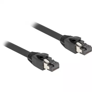Delock Patch-Cat.8.1 laidas RJ-45 (M) į RJ-45 (M) - 50 cm - 7,5 mm - SFTP, PiMF - halogenų neturintis, su apsauga nuo užkliuvimo - juodos spalvos (80232)