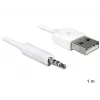 Laidas DeLOCK 83182 USB į stereo lizdą MP3/MP4 grotuvams, 1 m, baltas