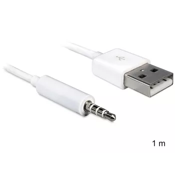 Laidas DeLOCK 83182 USB į stereo lizdą MP3/MP4 grotuvams, 1 m, baltas