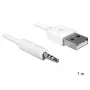 Laidas DeLOCK 83182 USB į stereo lizdą MP3/MP4 grotuvams, 1 m, baltas