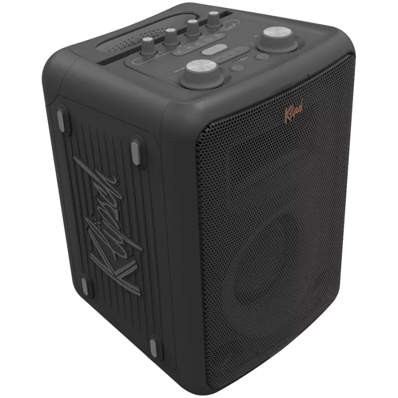 Nešiojama vakarėlių kolonėlė KLIPSCH Vegas, laidinis ir belaidis ryšys, 13,3 cm žemųjų dažnių garsiakalbis, 49–20000 Hz, 95 dB, baterija, juoda