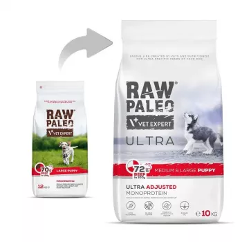 RAW PALEO Ultra Medium&Large Puppy Beef - sausas ėdalas šuniukams - 10 kg