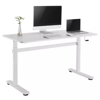 Stalas su rankiniu aukščio reguliavimu Ergo Office, maks. 40 kg, maks. aukštis 117 cm, su stalviršiu darbui stovint ir sėdint, ER-401 W